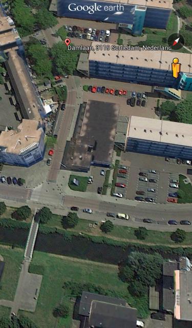 vanaf boven gezien het garagepand hoek Damlaam - Burg. H.Gretelaan