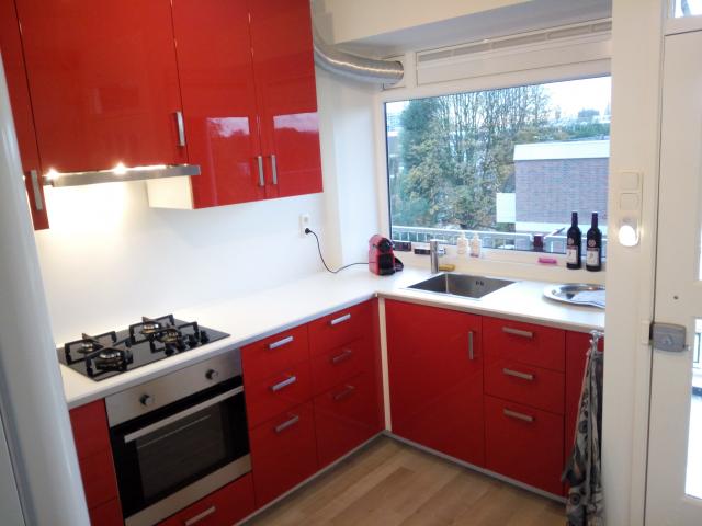 gaskookplaat en spoelbak voor het raam