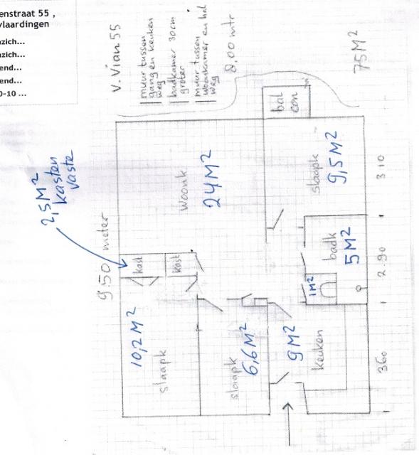 2015-11-01 plattegrond vierkante meters van vian 55