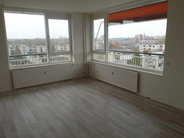 de woonkamer met zicht op de waterweg en maassluis